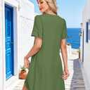 MOLERANI Womens Casual Button Front Summer Dress,Deep Army Green,S (S)