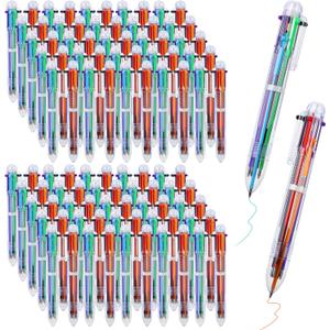 Aodaer 96 Pieces Multicolor Ballpoint Pens, 0.5 mm 6 Colors Transparent Barrel Ballpoint Pen, 6-in-1 Multicolor Retractable Pens for Office Supplies Party Favors Gifts