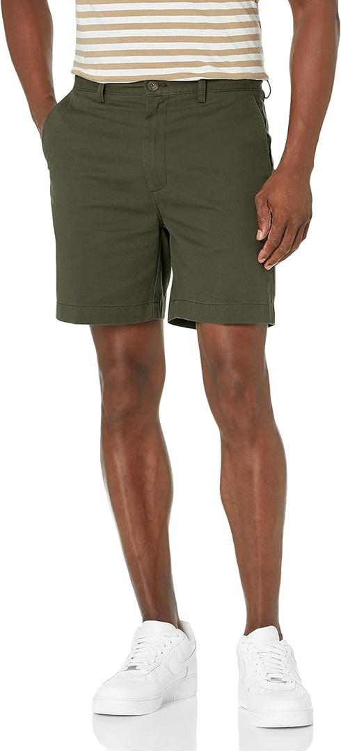 Amazon Essentials Mens Classic-Fit 7" Chino Shorts (29, Dark Olive)