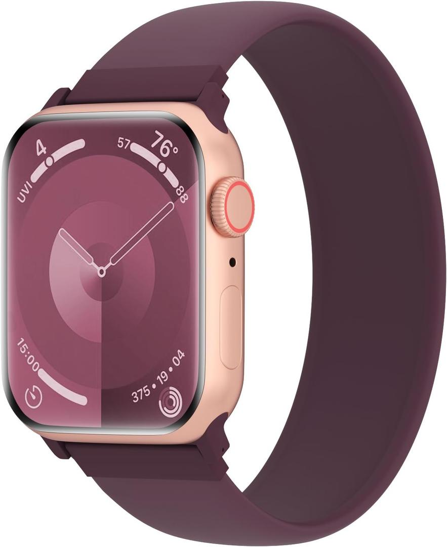 Silicone Solo Loop Bands Compatible with Watch Band 38mm 40mm 41mm 42mm 44mm 45mm 46mm 49mm, Sport Stretchy Strap Soft Replacement Wristband for iWatch Ultra 3 2 1 Series 11 10 9 8 SE 7 6 5 4