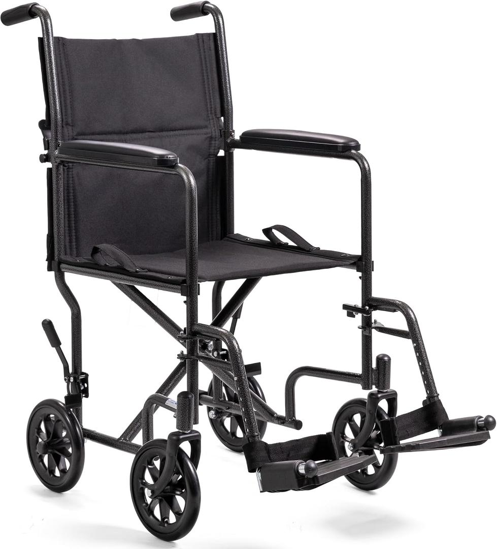 Invacare Transport Wheelchair for Adults, Compact Lightweight Wheel Chair with Foldable Backrest, 19in Seat with Seatbelt, Swing-Away Footrests, Portable Steel Travel Transfer Chair