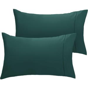 LuxClub Collection Pillowcases 2 Pack - Eco Friendly Wrinkle Free Cooling Pillow Cases with Satin Trim - Machine Washable Hotel Bedding Silky Soft - Emerald King 36 x 20