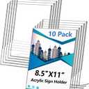 Acrylic Sign Holder 8.5x11 Inches, 10 Pack Clear Plastic Table Flyer Display Stand, L-Shape Vertical Menu Paper Holder Stand, Clear Picture Photo Flyer Display Stand for Restaurants, Store Fair,Office