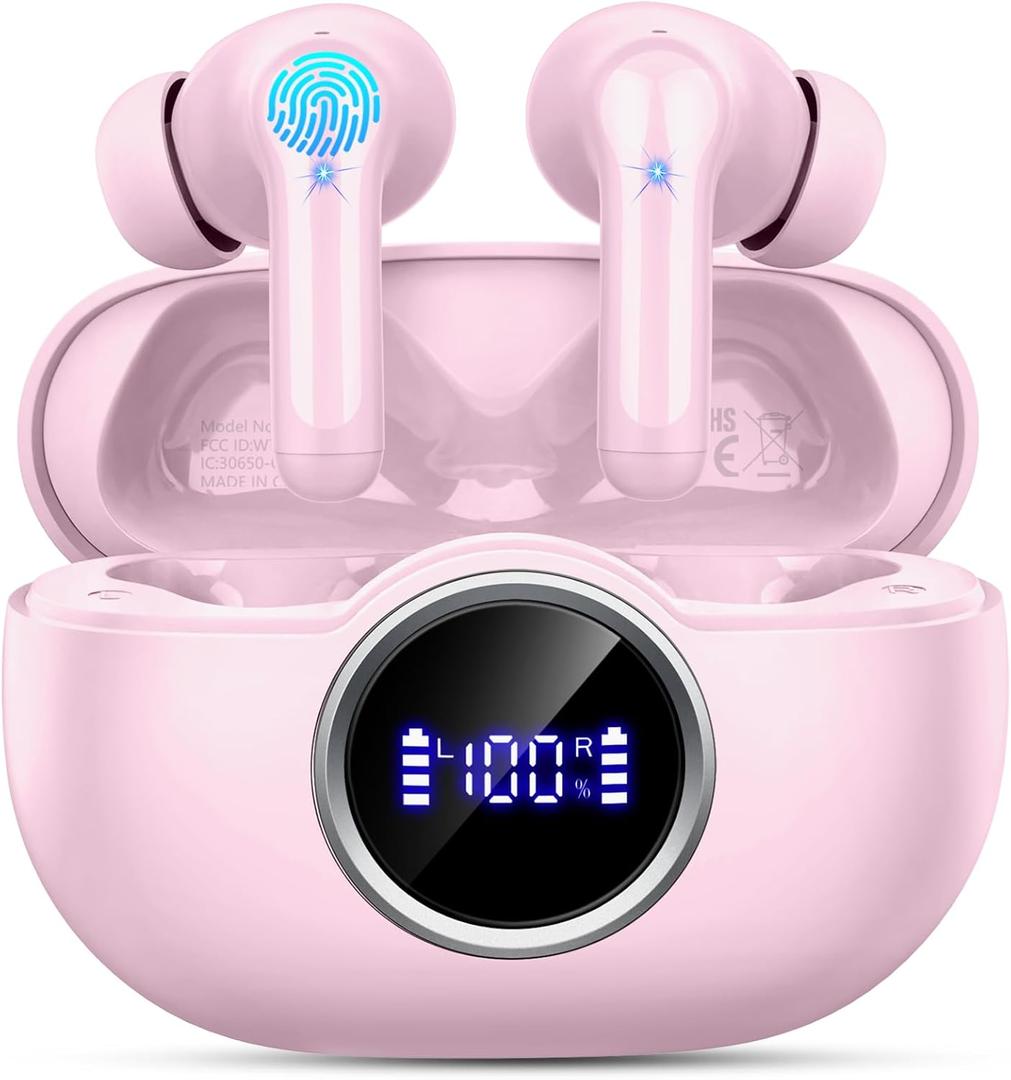 Bluetooth 5.4 Earbuds, 2026 Wireless Headphones 3D-Stereo Deep Bass Ear Bud, 4 ENC Noise Cancelling Mic, 40+Hrs USB-C Earphones, IP-X7 Waterproof Headset Sport Gym Workout for Laptop Pad Android iOS