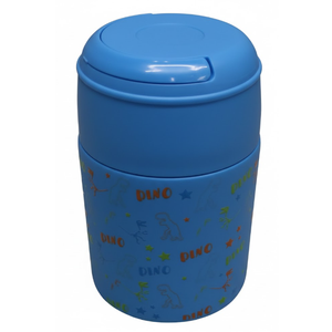 17oz Soup Thermo for Hot Food Kids Insulated Vacuum Food Jar with Stainless Steel Spoon Wide Mouth Thermo Leakproof Lunch Food Container Kids Hot Lunch Box (Blue-Dinasour)