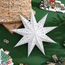 3PCS Christmas Paper Star Lantern, Lampshade 3D Paper Star Hanging Decoration Light Papers Lantern (White)