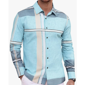 Mens Print Plaid Button Down Shirts Wrinkle Free 4-Way Stretch Casual Dress Shirt for Men XXL