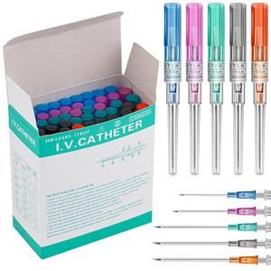 Catheter Piercing Needles - 50PCS Mix 14G 16G 18G 20G 22G Hollow Needles for Piercing with Catheter for Ear Nose Lip Belly and Body Piercing, Cateter Para Piercing Needle Kit