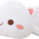Cat Stuffed Animals, Soft Cat Plush Pillow Kawaii Kitten Stuffed Animal Toy Gifts for Kids (White Round Eyes, 13.7")