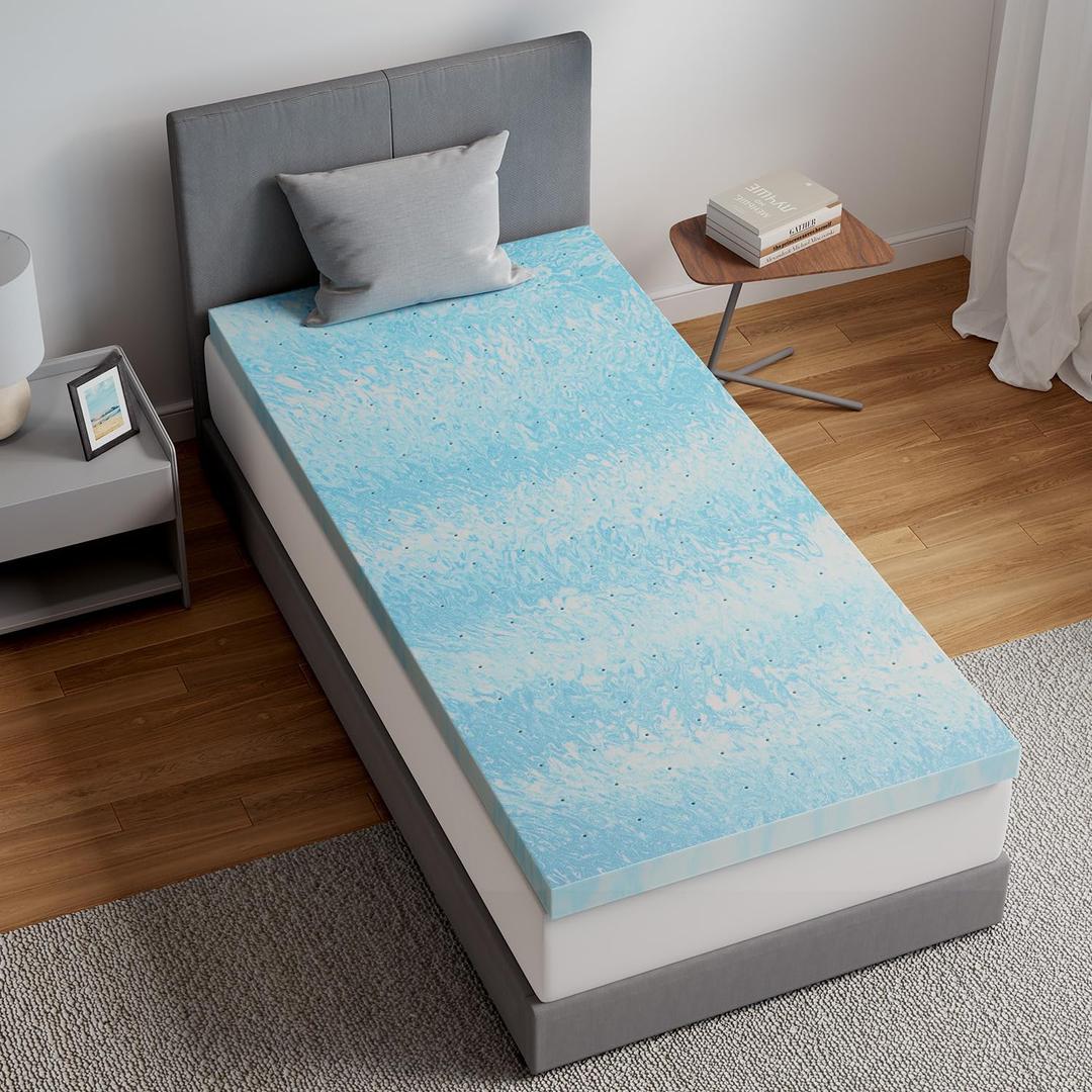 Novilla Memory Foam Mattress Topper Twin - 3 Inch Cooling Gel Infused Memory Foam | Slow-Rebound Pressure Relief | CertiPUR Certified | Comfort for Sleeper Sofa, RV, Camper, Dorm Room