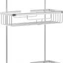 Zenna Home Rustproof Shower Caddy Hanging Bathroom Organizer, Aluminum Shower Rack with 2 Shelves and Built in Hooks, Premium Over Shower Head Storage System, Satin Chrome