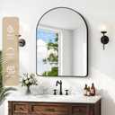 GLASHOM Arched Bathroom Vanity Mirror, 24"x30" Black Frame Wall Mirror