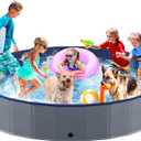 Niubya Portable Dog Pool, Foldable Pet Swimming Pool, Anti-Slip Collapsible Pet Bathtub, Hard Plastic Bath Pool for Pets Dogs and Cats, 97 x 16 Inches (5XL - 97'' x 16'')