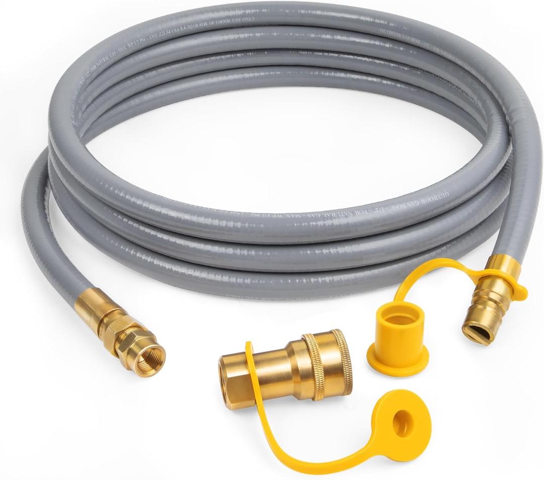 GASPRO 12 Feet 3/8" ID Natural Gas Hose, Low Pressure LPG Hose with Quick Connect, for Weber, Char-broil, Pizza Oven, Patio Heater and More