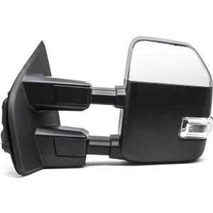 BOOLEE Towing Mirror Driver Left Side fit for 2017 2018 2019 2020 Ford F250 F350 F450 F550 Super Duty Turn Signal Light Heated Power Auxiliary Light Tow Mirror Chrome Cap LH