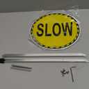 Slow Sign Children At Play 10" x 10" With 28" Long Metal Stakes Road Kids Dogs Playing Please Slow Street Safety Signal Stand Aluminum Outdoor Use Yard Business Home