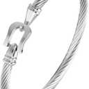 Twisted Cable Bracelet Stylish Fine Stainless Steel Cable Cuff Bracelet with Hook Clasp Bracelets Jewelry for Women