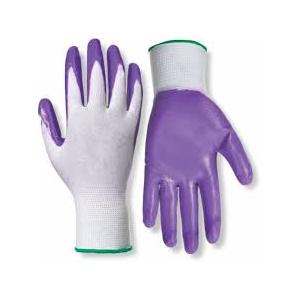 RED STEER GLOVE COMPANY, NITRILE PALM GARDENING GLOVES,PACK OF 10, (White& Purple)