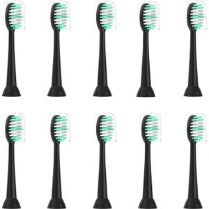 Replacement Toothbrush Heads 10 Pack Compatible with AquaSonic Black Series for Vibe Series Black Series pro, and for Duo Series pro Electric Toothbrush,Soft Balck