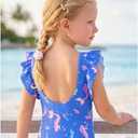 Girls One Piece Cute Swimsuit with Ruffled Straps, UPF 50+ Beach Bathing Suit for Toddler Girls, Size 3M-12Y