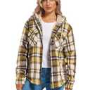 Women's Full Zip Fleece Flannel Jacket Plaid Sherpa Lined Jacket for Women (Medium, Yellow)