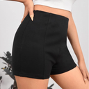 Outdoor Plain Casual High Waist Zippered Straight Leg Shorts for Women (Size 24inch)