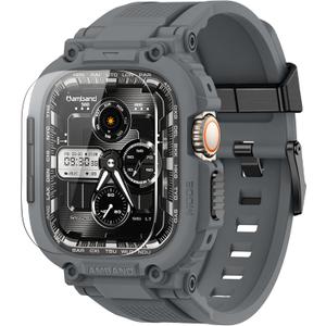 amBand M1 Sport Case Band for Apple Watch Ultra 3/2/1 & SE 3/2/1 & Series 11 10 9 8 7 6 5 4 3 49mm 46mm 45mm 44mm 42mm 41mm 40mm 38mm, Shockproof & Scratch Resistant Rugged Bumper for Men (Gray)