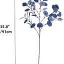 XZJMY 4 Pack Artificial Eucalyptus Stems Leaves 95cm Long Faux Eucalyptus Branches,Artificial Flowers Greenery for Home Decor Flower Arrangement Wedding Party Table Centerpiece (Navy Blue)