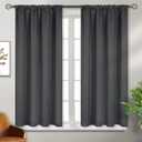 BGment Blackout Curtains for Bedroom 54 Inches Long - Rod Pocket Thermal Insulated Room Darkening Curtain for Living Room, 52 x 54 Inch, 2 Panels, Dark Grey
