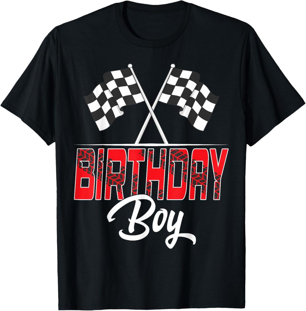Race Car Birthday Party Racing Family Birthday Boy Pit Crew T-Shirt, Black,  Extra Large 
