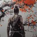 PBXBJY 3 Pieces Samurai Canvas Wall Art Japan Samurai and Full Moon Pictures Japanese Theme Painting Print Bushido Posters Decor Frame (24x36inchx3Pcs)