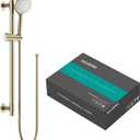 Shower Slide Bar Handheld Shower Head with Hose, 5-Function Hand Shower with Wall Mount，shower slide bar,adjustable height shower head (A-round, Brushed Gold)