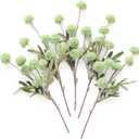 Floroom 5pcs Faux Silk Pompon Mum Artificial Flowers, Bulk Fake Mini Chrysanthemums with Stems for DIY Bouquet Centerpieces Wedding Fillers Sage Green Arrangements Shower Decorations, Elf Green