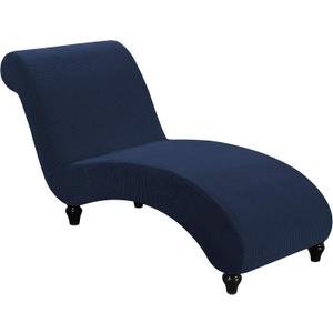 FantasDecor Chaise Lounge Cover Stretch Armless Chair Slipcover for Living Room Indoor Bedroom Soft Jacquard Fabric Machine Washable, Navy