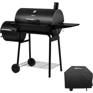 Royal Gourmet CC1830SC Charcoal Grill Offset Smoker with Cover, 823 Square Inches, Black, Perfect for Backyard Cooking, Outdoor Camping