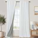 KOUFALL White Black Out Curtains 96 Inch Long,Linen Textured Blackout 8FT 8 FT Pleated Floor to Ceiling Curtains for Bedroom Living Room 96 Inch Length 2 Panels Set