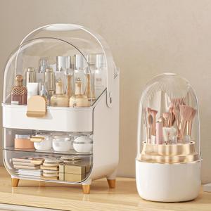 Makeup Organizer, Skincare Holder Bathroom Counter Organizer, Storage Box Cosmetic Display Cases, Teen Girl Gifts Trendy Stuff Make up Organizers for Vanity, Dresser, Countertop (Rose Gold)