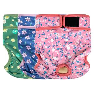 Langsprit Washable Female Dog Diapers - Doggie Reusable Diapers for Doggy Puppy Female in Period - Highly Absorbent Dog Heat Panties Flower, Size: S