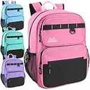 Summit Ridge Travel Backpack for Men and Women, Spacious Work Daypack with Water Bottle Pockets (Pink)