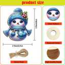 36Pcs 12-Design 3.14-Inch Christmas Blue Adorable Snowman Wooden Ornaments with Hemp Rope
