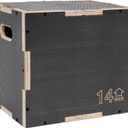 Signature Fitness 3 in 1 Non-Slip Wooden Plyo Box Plyometric Box Jumping Exercise, Gray,Multiple Styles and Sizes