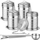 Umigy 4 Pcs Tea Infuser Strainers for Loose Tea with Scoop, Extra Fine Mesh Steeper 304 Stainless Steel Diffuser Leaf Holder with Extended Chain Hook for Brew, Spices, Seasoning, Silver (2 x 2.8 Inch)