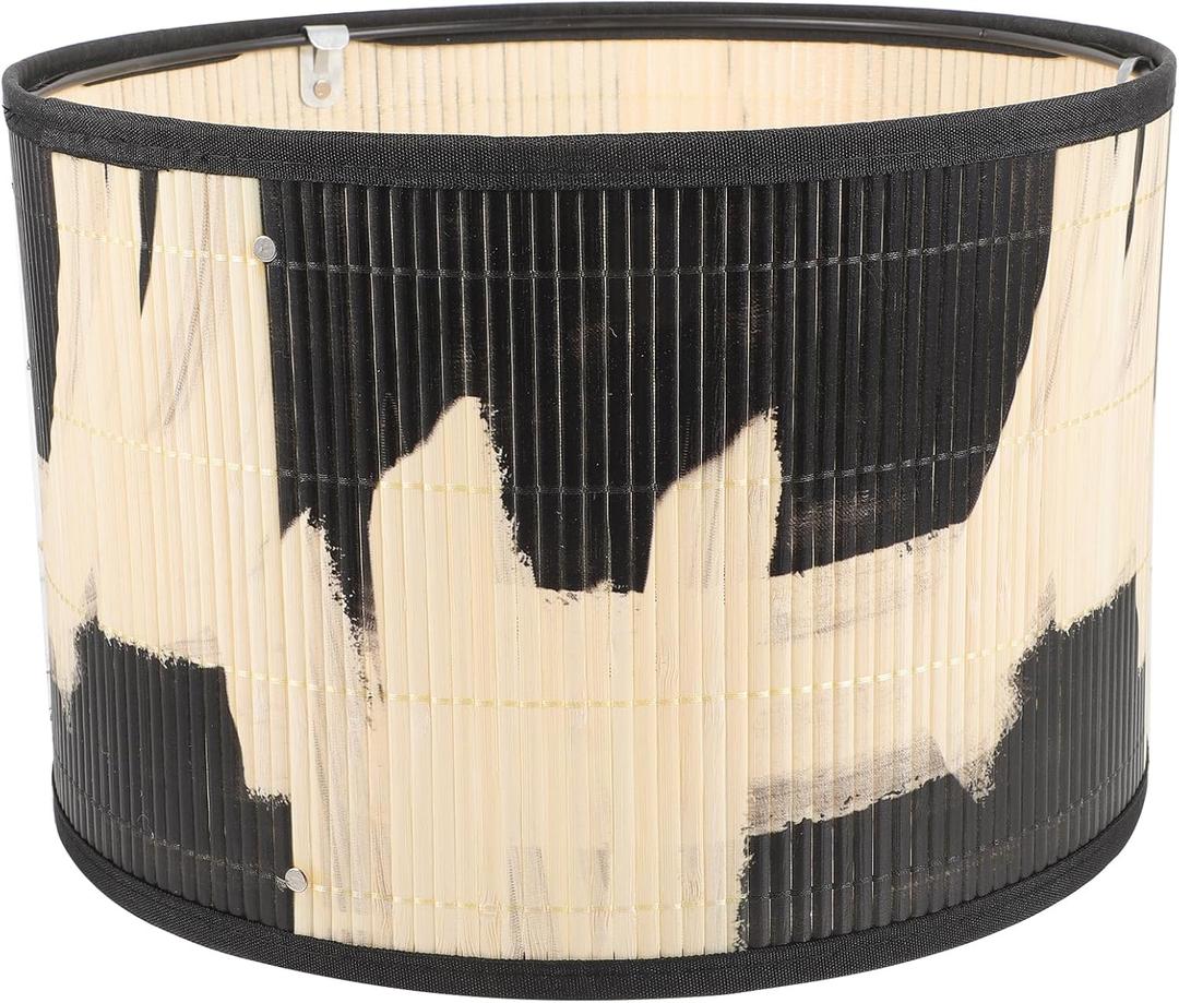 Angoily Woven Pendant Light Bamboo Lamp Shade E27 Vintage Drum Lampshade Shade Decorative Lamp Cover for Chandeliers Floor Light Pendant Table Lamp Woven Lamp Shade (11.79 Inch) (As Shown)