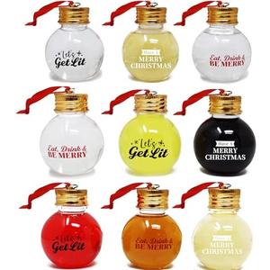 Joiedomi 9 Pcs Christmas Boozeball Ornaments Set, Xmas 1.7 oz Clear Fillable Ball, Tree Hanging Decorations for Christmas Holiday Indoor and Outdoor Decorations