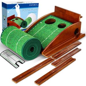 Golf Putting Mat, Putting Green Indoor with Ball Return - Golf Gifts for Men Christmas, Golf Training Aid for Home Office, Portable Putting Training Mat for Men
