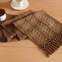 ZeeMart Macrame Style Boho Table Runner, Brown Table Runners 108 Inches Long, Farmhouse Woven Home Decor, 12x108 Inch, Caramel