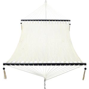 PNAEUT 2 Person Rope Hammocks for Outside, Handwoven Double Caribbean Hammock with Spreader Bar for Outdoor Indoor, Max 600 lbs Capacity (Cream)