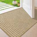 BEISIFLOOR Dirt Trapper Door Mat 20" x 32", NonSlip Indoor Door Mats, Absorbent Washable Door Mat Indoor Entrance, LowProfile Inside Doormat Floor Rugs for Entryway and Entry, Beige White (Fold)
