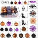 100Pcs Halloween Hanging Ball Ornaments, Ornaments Tree Decorations, Shatterproof Plastic Balls for Cute Holiday Party Indoor Home Decor (100Pcs) (100pack)