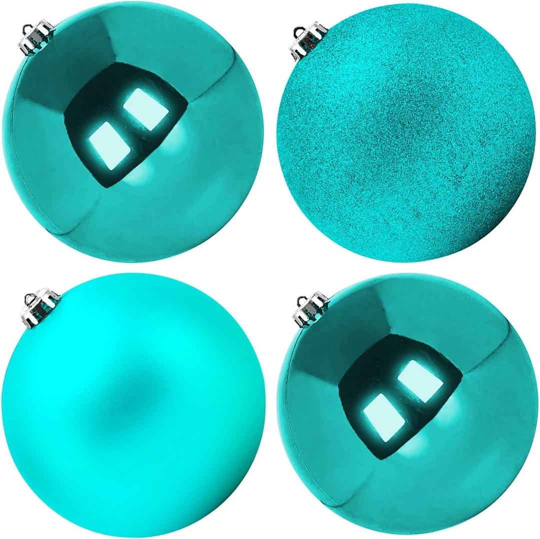 Extra Large Size Outdoor Christmas Ornaments, Oversized Huge Big Shatterproof Xmas Christmas Plastic Balls for Outside Lawn Yard Tree Hanging Decorations (6"/150mm, Teal, 4 Packs)
